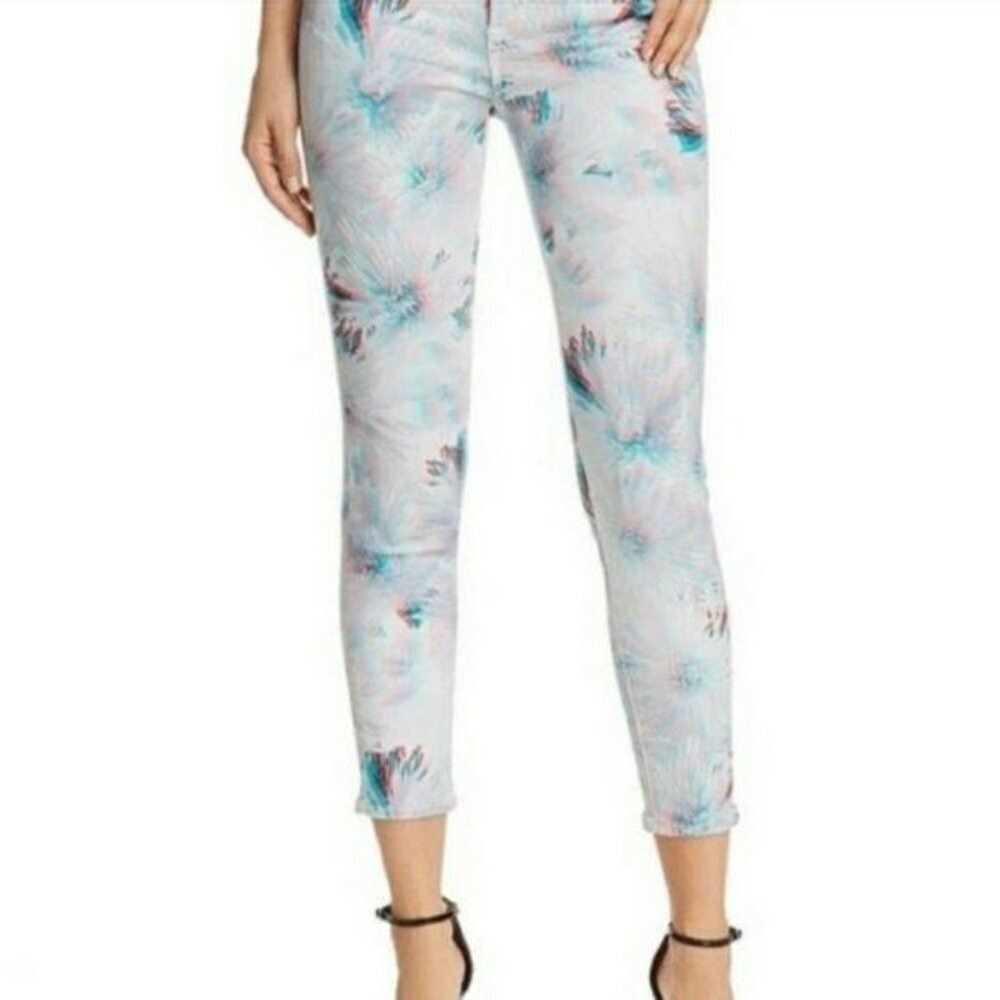 J Brand 835 Mid-Rise Cropped Skinny Jeans 3D Odyssey Floral Print Size 26 NEW‎